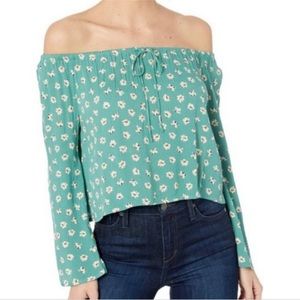 Green Billabong floral off-the-shoulder women’s top size large